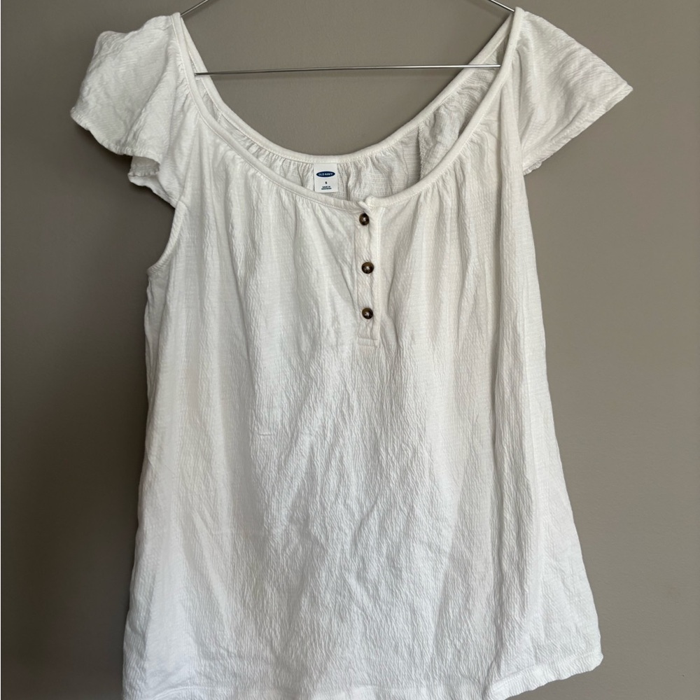 Old Navy Cream Cap Sleeve Relaxed Blouse